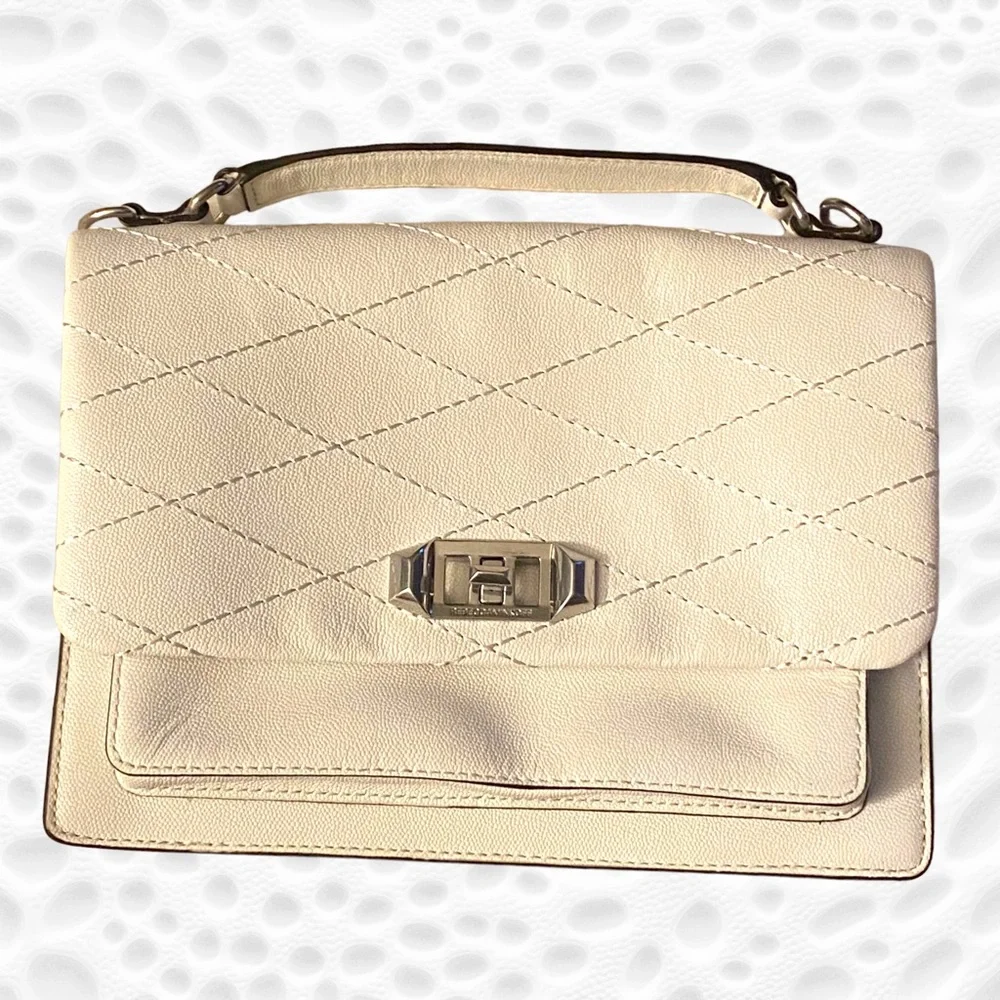 Rebecca Minkoff Je T’aime Cream Leather Convertible Medium Satchel Crossbody - Picture 2 of 12